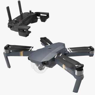 DJI Mavic Pro Quadcopter with Remote Controller Rigged 3D model