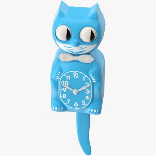 Vintage Wall Clock Blue Cat Rigged 3D model