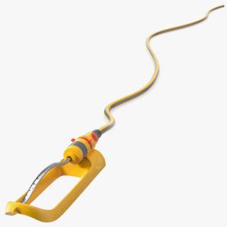 Hozelock Rectangular Sprinkler Plus Yellow with Hose 3D