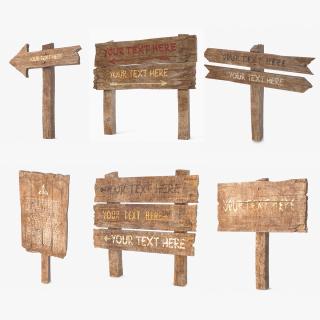 3D Old Wooden Signpost Mockup Set(5) model