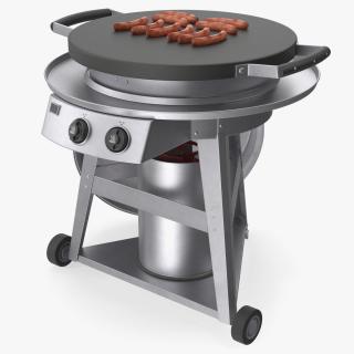 3D Professional Grill Cart with Fried Sausages model