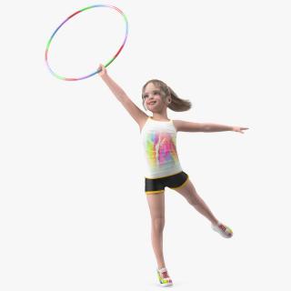 Child Girl Training With Hoop 3D model