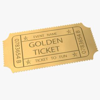 Golden Event Ticket 3D model