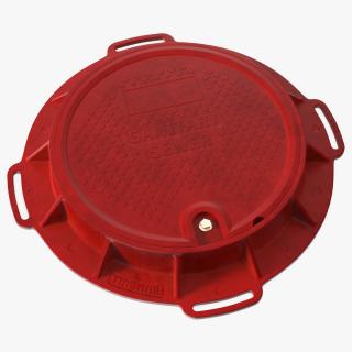 Fiberglass Manhole Red 3D