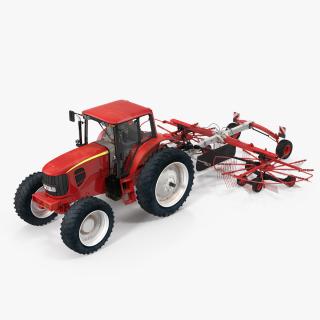 Tractor with Twin Rotary Rake Generic 3D