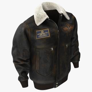 3D Shabby Mens Aviator Jacket Black Fur