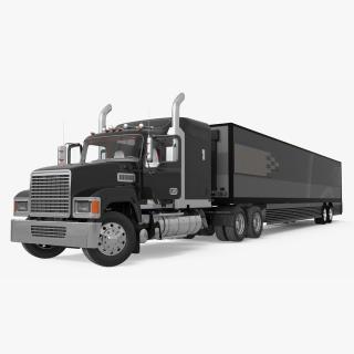 Freight Truck with Futuristic Trailer Rigged 3D model