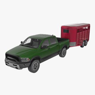 3D Pickup Truck with Horse Trailer