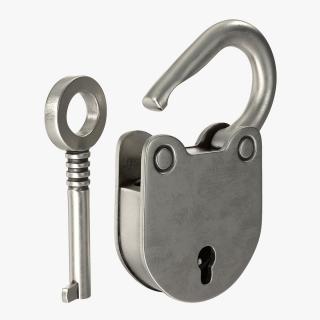 Retro Padlock With Key 3D