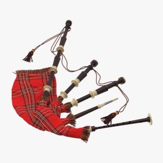 Scottish Bagpipes Instrument Red 3D