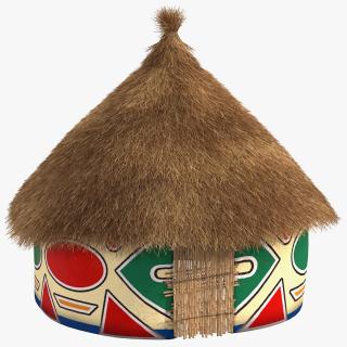 3D Traditional African Hut with Painting Fur