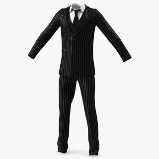 3D Pinstripe Suit with Tie model