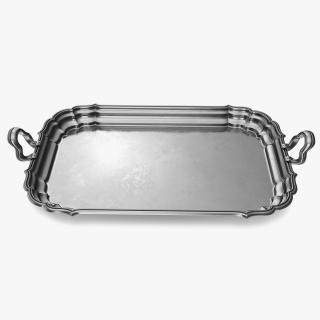 Antique Serving Silver Tray 3D