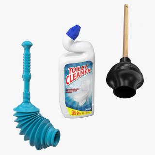 3D model Toilet Bowl Cleaner with Clearing Tools Collection