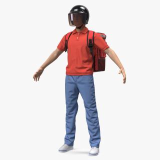 3D Delivery Man wearing Helmet Fur Rigged model