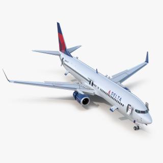 Boeing 737-900 ER Delta with Interior and Doors Rigged 3D model