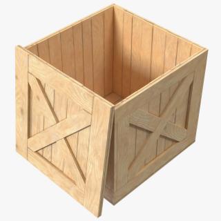 3D Wooden Shipping Box with Lid model