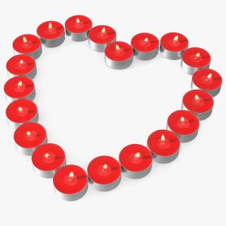 Red Tea Light Candles Heart Shaped 3D model