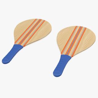 Wooden Frescobol Rackets 3D model