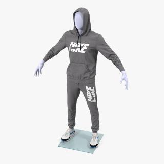 3D model Nike Sportswear Suit Anthrazit Raised Hood on Mannequin