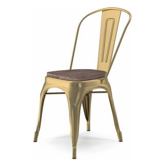 Bronze Stackable Chair Wooden Seat 3D model