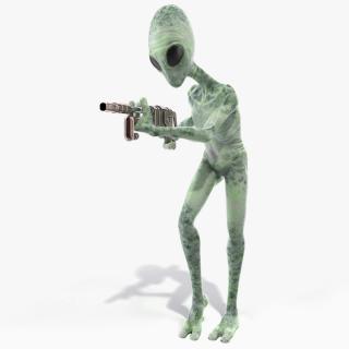 3D Green Alien Attack Pose model