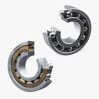 Roller Bearings Cut Inside Collection 3D