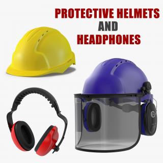 Protective Helmets and Headphones Collection 3D model