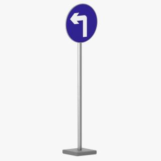 3D model Road Sign Turn Left Ahead