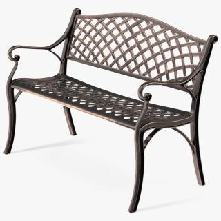 3D Outdoor Patio Garden Bench Bronze model