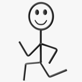 3D Stick Figure Running Pose Black