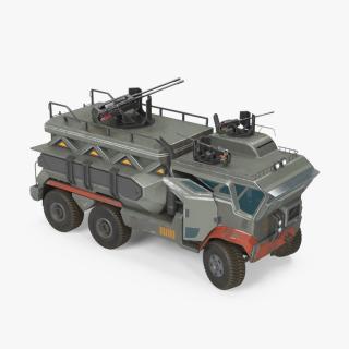 Concept Futuristic Military Truck Lights On Rigged for Cinema 4D 3D model