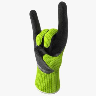 Safety Work Gloves Sign of the Horns Green 3D