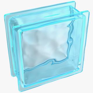 3D Blue Wave Glass Block