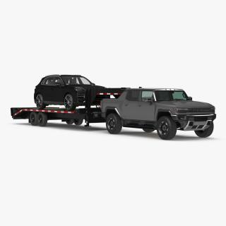 Pickup Truck with Gooseneck Trailer and Crossover 3D model