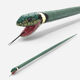 3D Eurasian Grass Snake Green