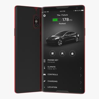 3D Tesla Phone Concept Red model