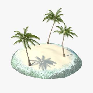 3D Tropical Island with Palms