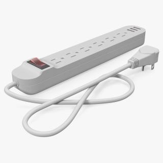 3D Power Strip US Plug 6 US Sockets USB