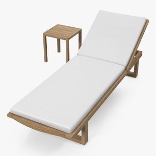 3D Garden Wooden Sun Lounger with Table