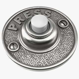 3D Vintage Round Doorbell Button Silver