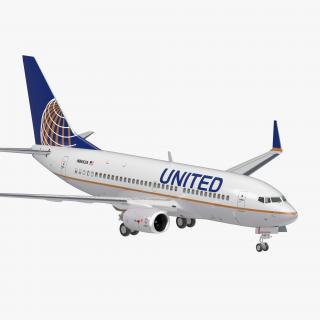 Boeing 737-700 United Airlines Rigged 3D