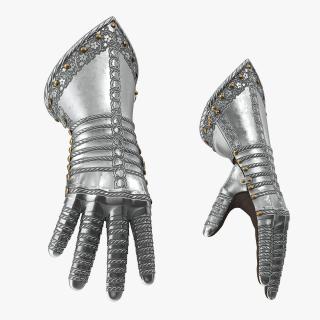 Medieval Knight Plate Armor Gauntlets 3D