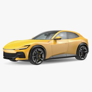 Extreme Crossover Sports Car Yellow Rigged 2 3D model