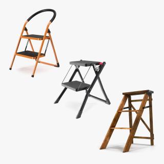 Ladder Folding Step Stools Collection 2 3D model