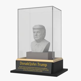 3D model Plaster Bust of Trump behind Protective Glass