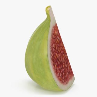 3D Green Fig Fruit Quarter model