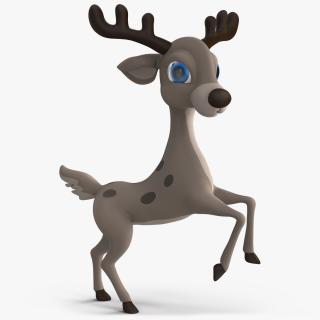 Grey Cartoon Deer Rigged 3D model