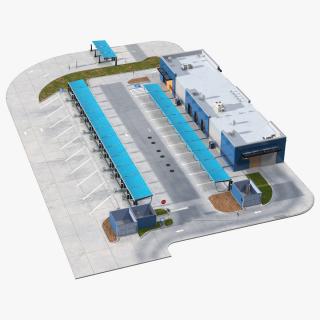 Blue Car Wash Building 3D