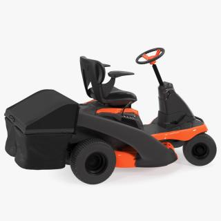 Mobile Lawn-Mower Orange with Grass Collection Bag Rigged 3D